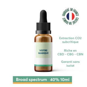 Huile broad spectrum 40% sans THC marque blanche