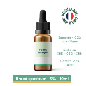 Huile broad spectrum 5% sans THC marque blanche